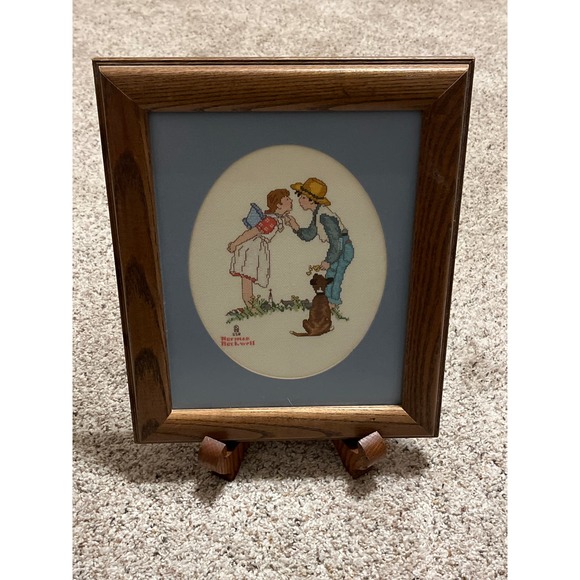 Vintage Norman Rockwell Needlepoint / Crosstitch Finished Completed 1988 - Picture 1 of 7